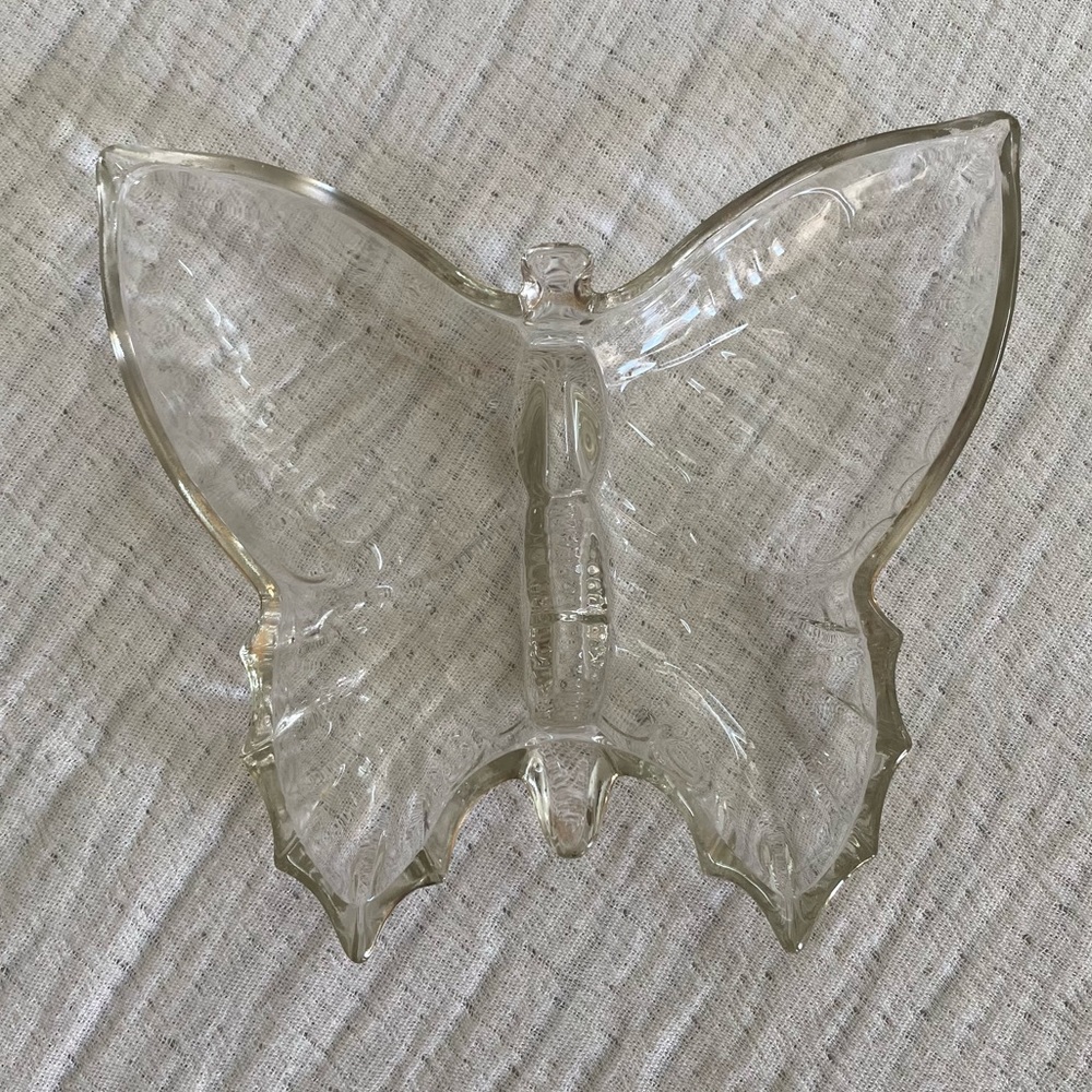 Vintage Glass Butterfly Dish